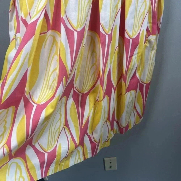 Donna Ricco New York Cotton Dress Size 12 Pink and Yellow Floral Tulip w Pockets - Picture 4 of 14